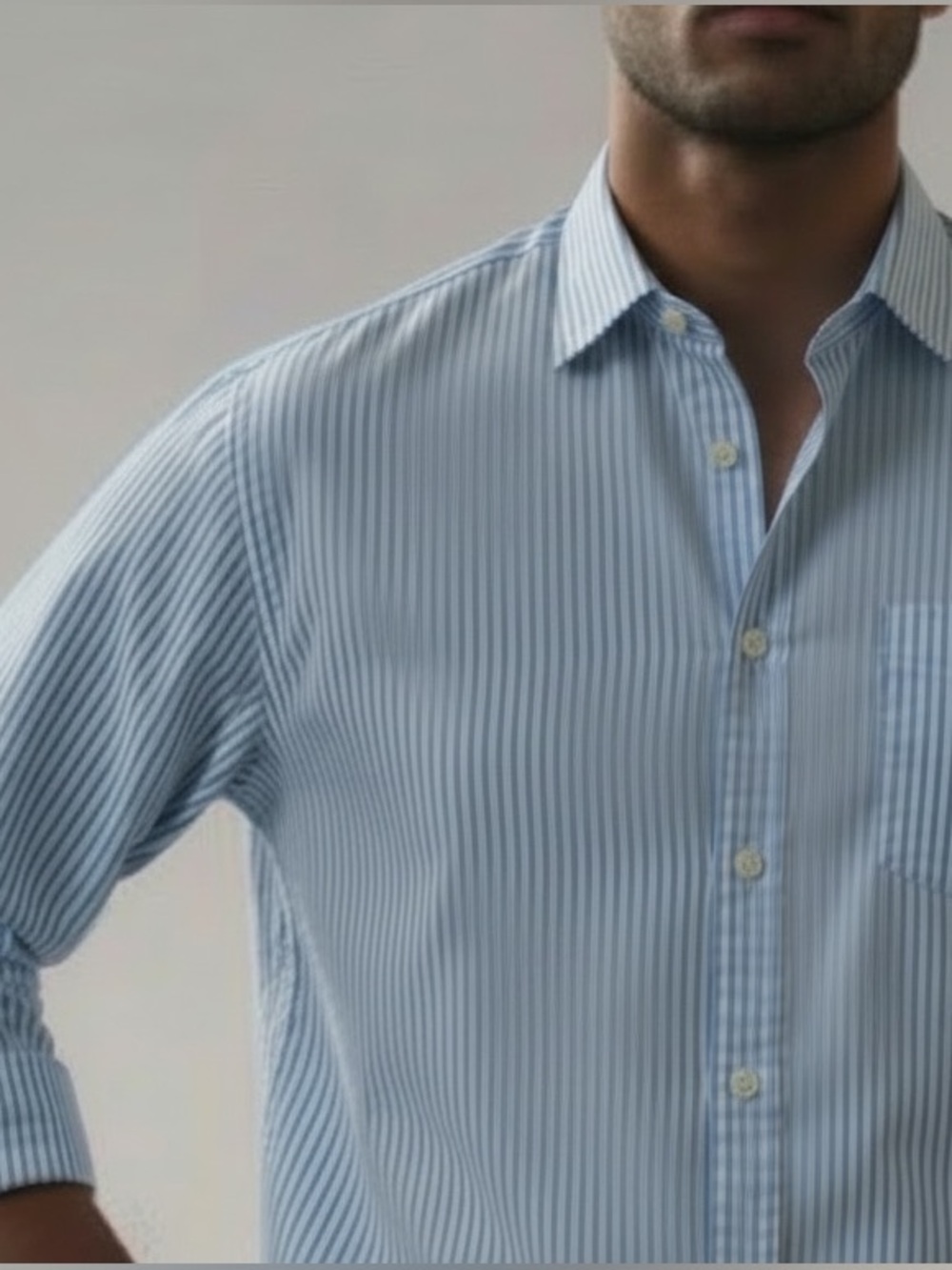 J.Crew Signature Style Blue/White Candy-Striped Button-Down -Size Large/Slim - Picture 1 of 8